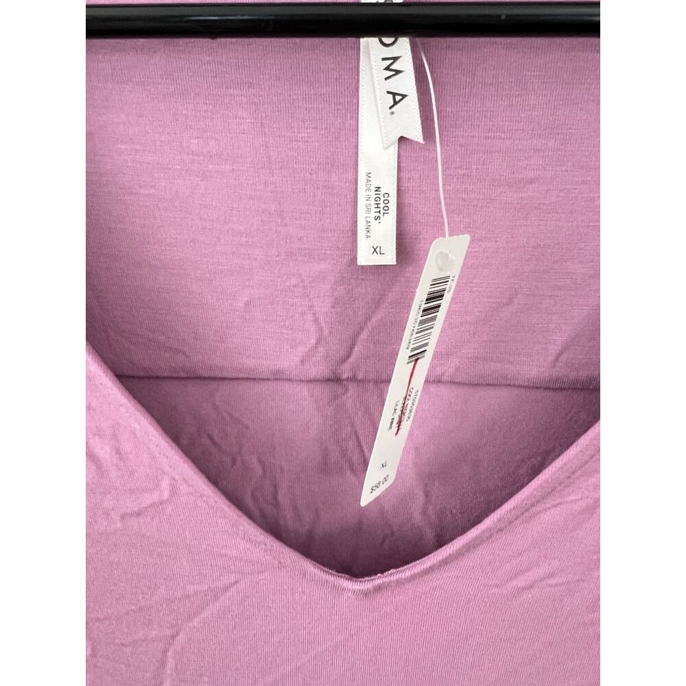 Soma Cool Nights Long Sleeve Sleep Shirt XL Lilac Wine V Neck Pocket - Picture 4 of 7